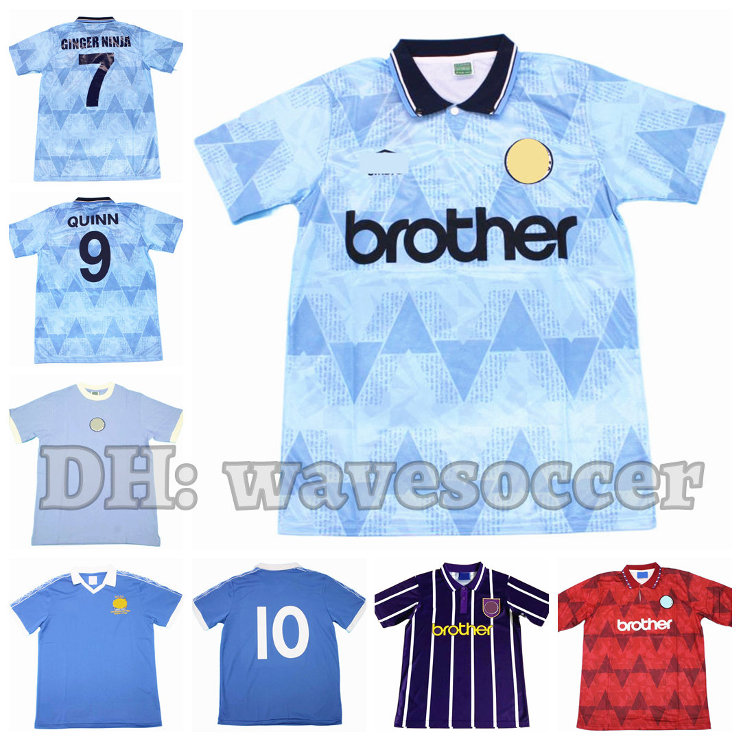 

72 75 81 88 90 92 94 Soccer Jerseys Retro maillot classic vintage camisetas football shirts Uniforms men home away GINGER NINJA QUINN Man Cityss, 81 centenary fa cup final
