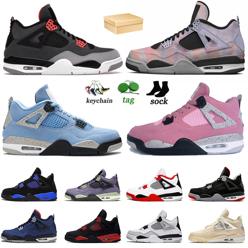 

Top Quality Jumpman 4 Box Basketball Shoes 4s Jordens Sneakers University Blue Military Black Cat Royal Canvas Sail Oreo Bred Fire Red Thunder Mens Womens Trainers, C27 40-47