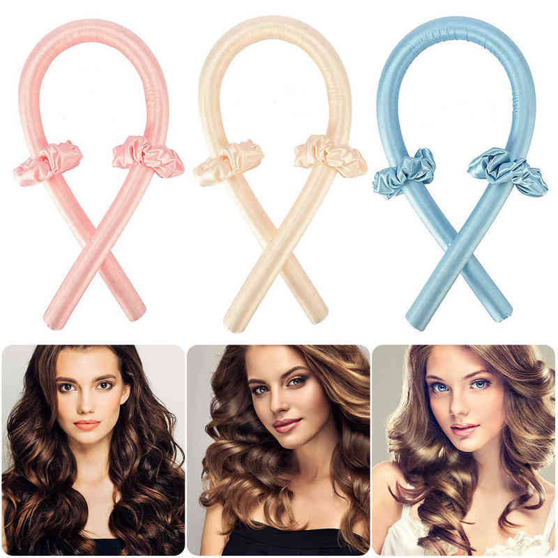

Hair Curler Heatless Curlers for Long to Sleep in Overnight No Heat Silk Curls Headband Ribbon and Flexi Rods Accessories 220304