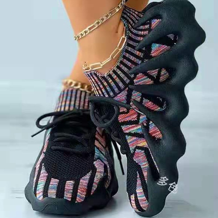 

No brand name eight jaw fish knit shoes female men and women foreign trade large size Soft bottom flying fabric, Grey