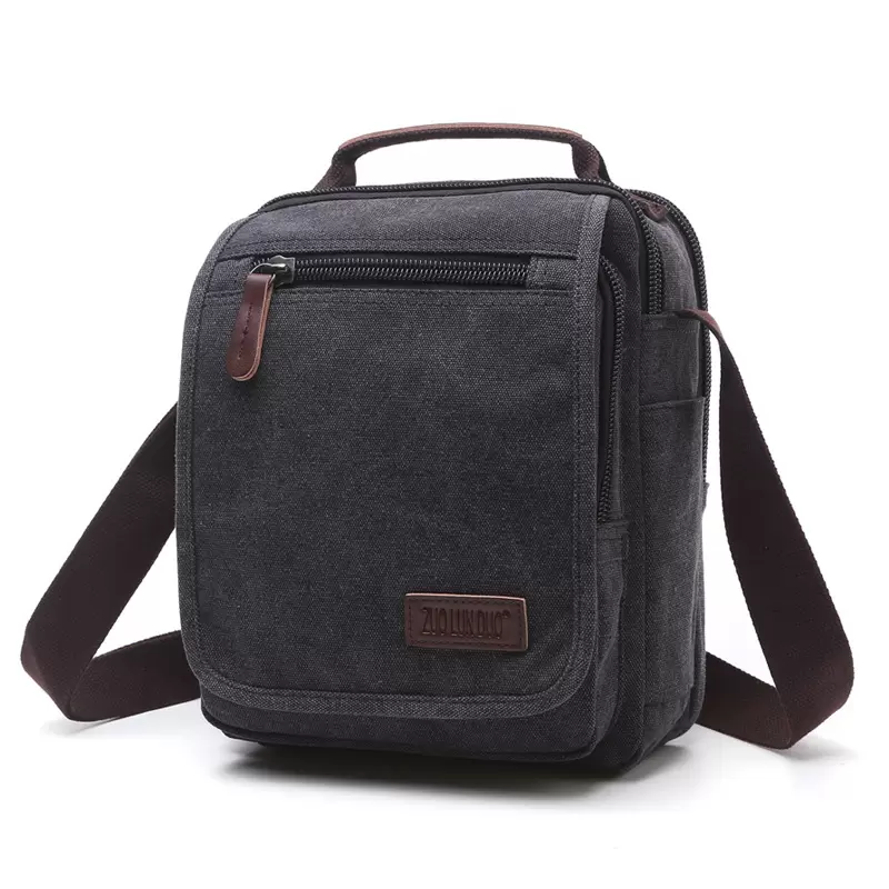 

Z.L.D. New vertical canvas school bag high quality messenger bag military shoulder bag large capacity handbag small square, Photo color