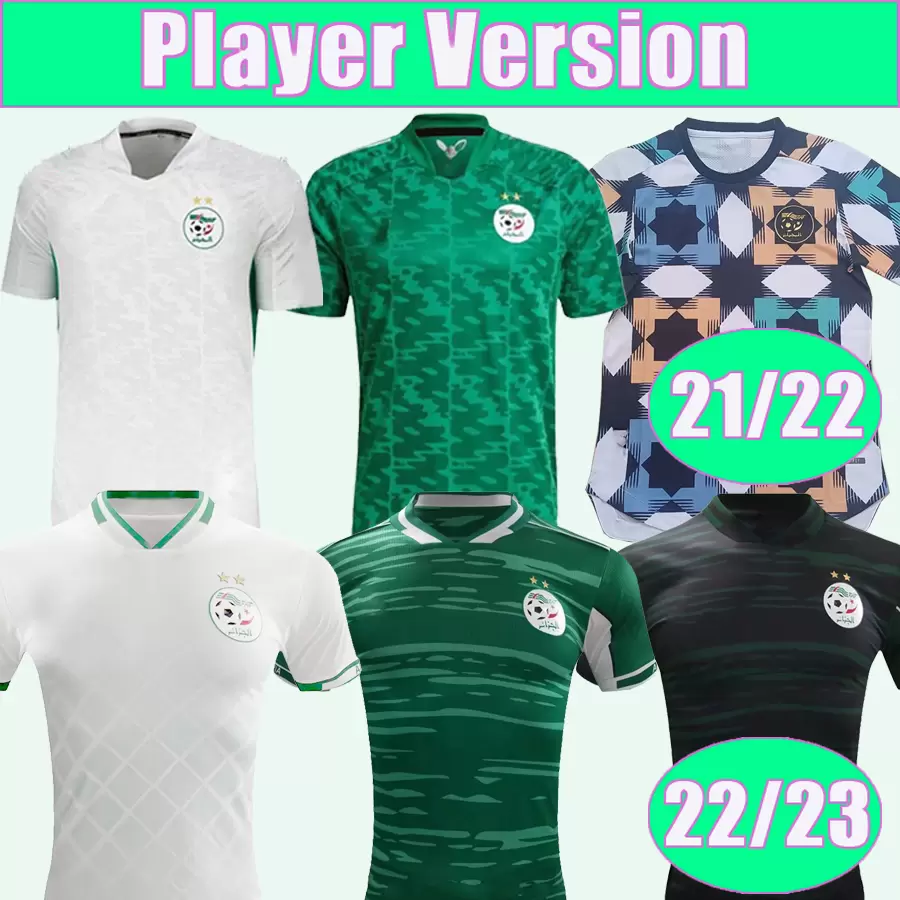 

2223 Algeria MAHREZ FEGHOULI Soccer Jerseys Player Version Mens SLIMANI BENNACER ATAL Home Away 3rd Training Wear Football Shirts Uniforms, Qy8140 22 23 home caf patch