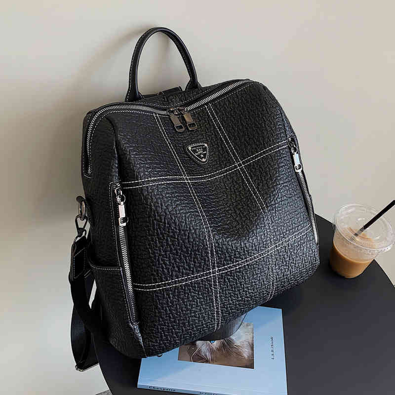 

Handbags 70% Off Embroidered wire lattice large capacity soft leather shoulder bag 2022 new women's multi-functional versatile hand purses, Black