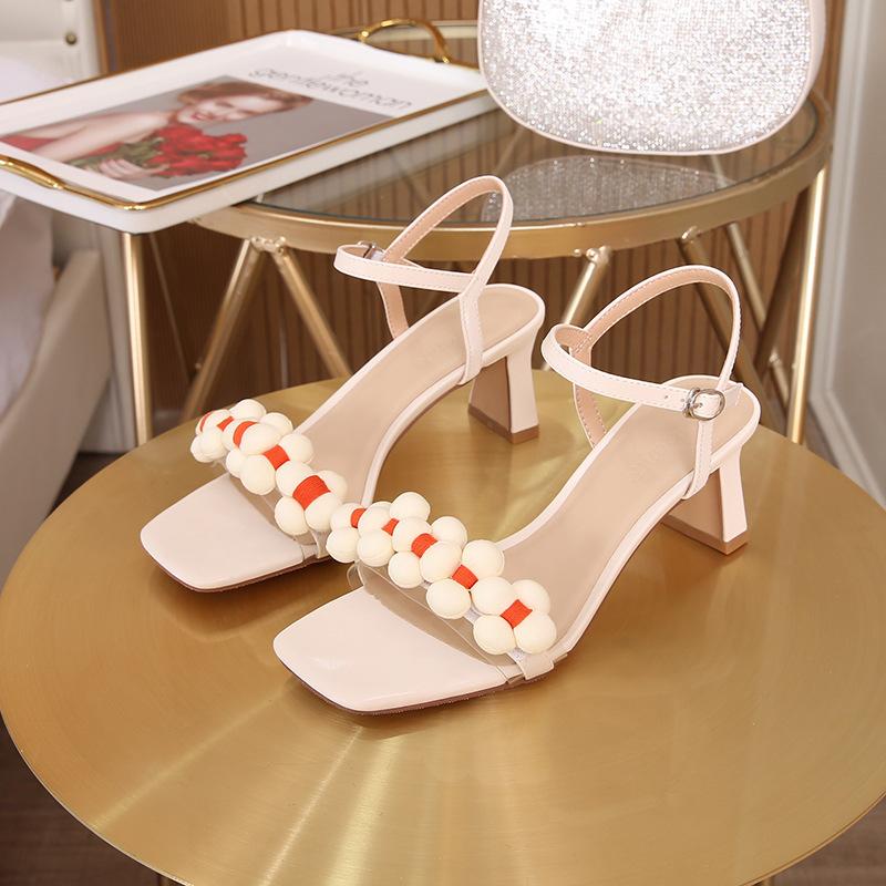 

Sandals Summer High Heel Sandal Woman Detachable Strap Thick Fashion WomanSandals, Orange