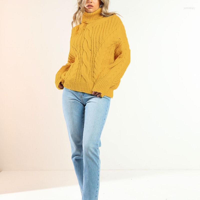 

Women's Sweaters Coarse Pullover Women Jumper Knitted Sweater Warm Christmas Thick Winter Turtleneck Oversized Jemi22, Beige