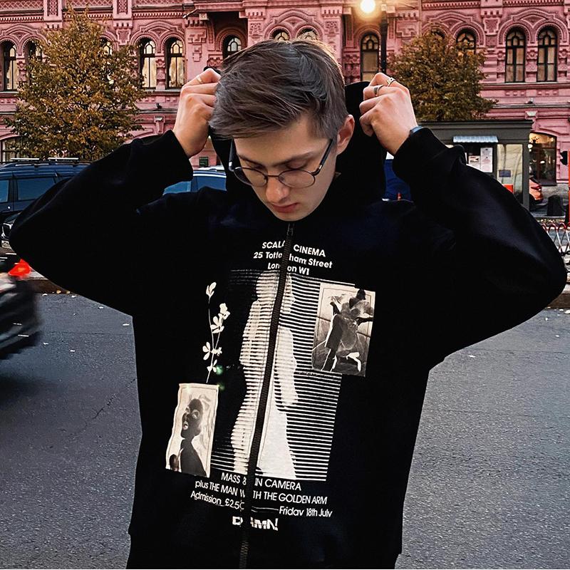 

Men' Hoodies & Sweatshirts Zip Up Men Couple Skull  Letter Print Grunge Gothic Harajuku Sweatshirt Jacket Women Y2k Clothes Tops EmoMen, Black