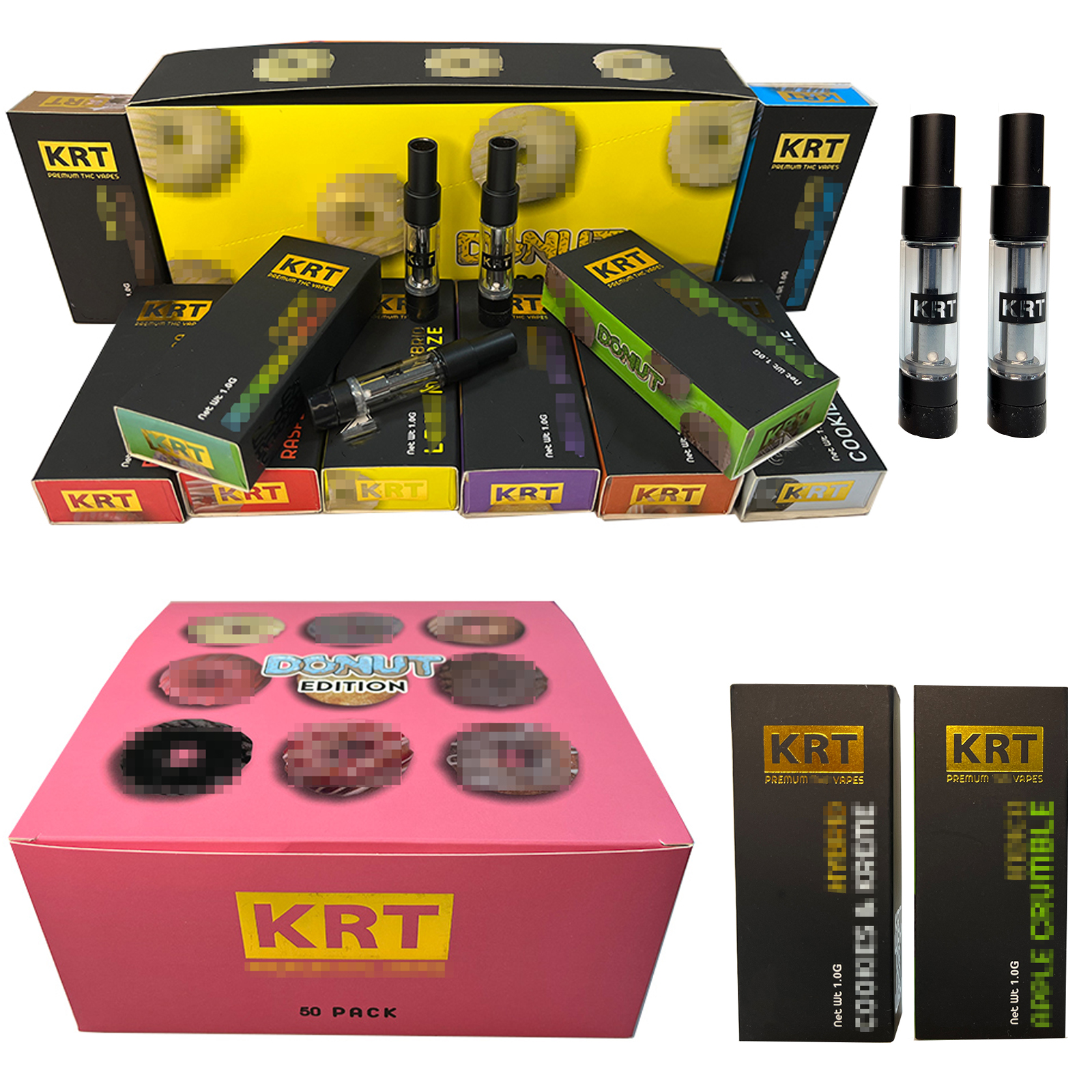 

Retail KRT Atomizer Black color carts Ceramic Coil Vape Cartridges 0.8ml 1ml Empty Atomizer 510 Thread Thick Oil Cartridge with Packaging Vaporizer