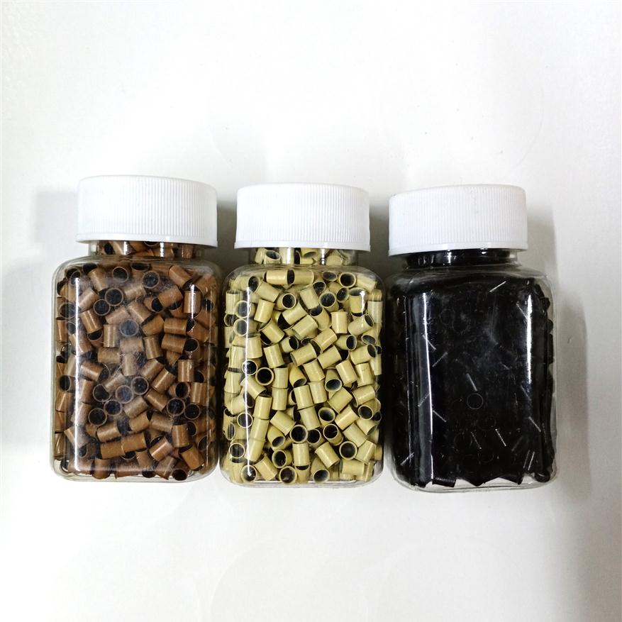 

1000pcs/bottle 32x25x40mm Hair Extensions Micro Beads Copper Tubes Micro Ring Nano rings for Salon288j