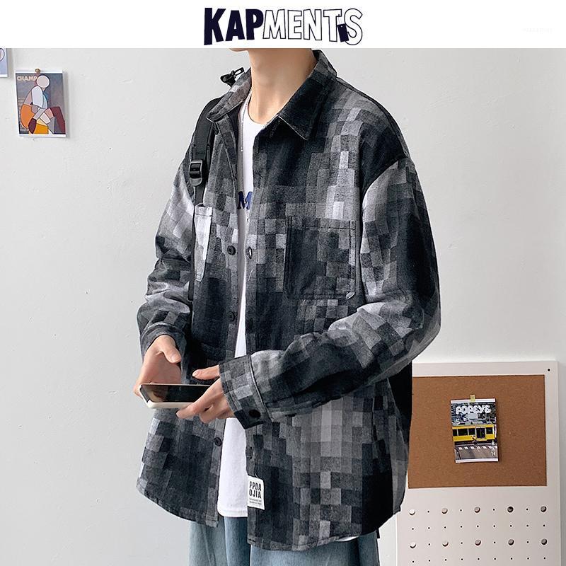 

Men Tie Dye Plaid Streetwear Overiszed Shirts 2022 Spring Mens Casual Long Sleeve Korean Fashions Shirt Harajuku Blouse Men's, Black