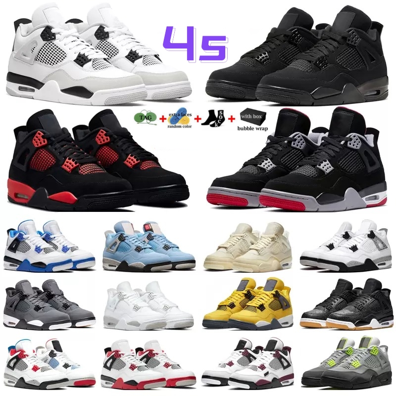 

2022 With Box Basketball Shoes White Sail Jumpman 4s 4 Mens Womens 4 Canyon Purple Red Thunder Sneakers University Blue Military Black Cat Trainers, C39 zen master 36-47