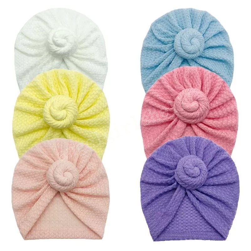

Baby Boys Girls Hair Bows Hats Cotton Soft Turban Knot Beanies Hat Caps For Toddler Kid Newborn Waffle Bow Headwrap, Mixed color