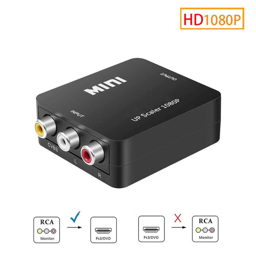 

New Full HD Male To Female RCA AV TO HDMI-compatible Converter Adapter Composite CVBS AV2HDMI Audio Converter