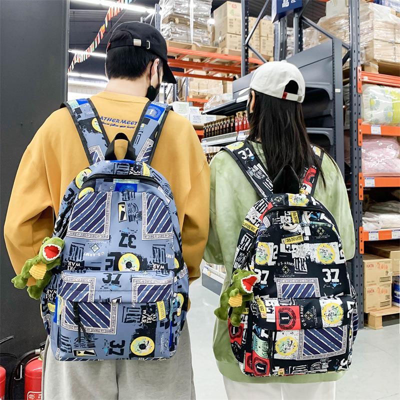 

School Bags Women 2022 Korean Version Graffiti Campus Style Junior High College Student Schoolbag Male Large-capacity Travel Backpack, Only-bag