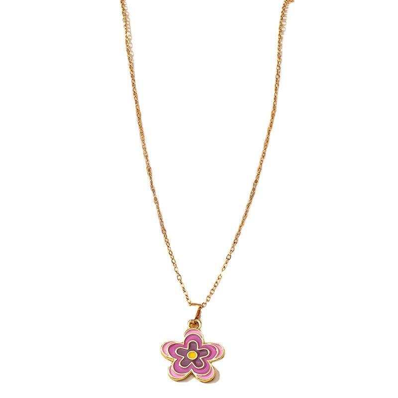

Chokers Ins Gold Chain Colorful Enamel Flower Piercing Choker Pendant Necklaces Trendy Korean Fashion Party JewelryChokers