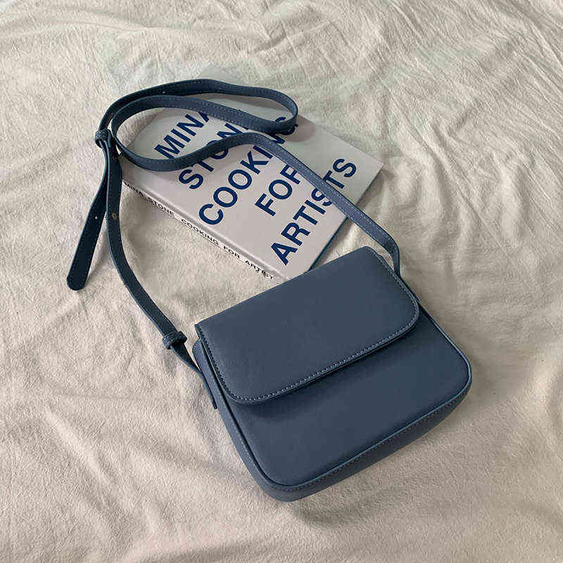 

Designer Crossbody Bags for Women 2022 Shouder Bag Pu Leather Handbags Wild Simple Style Shoulder Lady Bolsa Flap Solid Totes Y220405, Sky blue