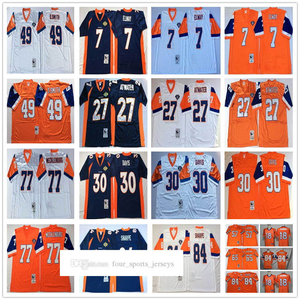 

NCAA 75th Vintage Football 18 Peyton Manning Jerseys Blue White 27 Steve Atwater 84 Shannon Sharpe 7 John Elway 30 Terrell Davis 49 Dennis Smith Karl Mecklenburg, Other jerseys. send pictures on order
