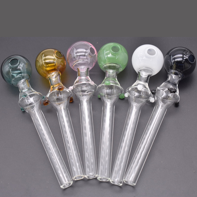 

Wholesale 14cm Pyrex Glass Oil Burner Pipes bubbler Mini Multi Colorful hand Smoking Tobacco Pipe