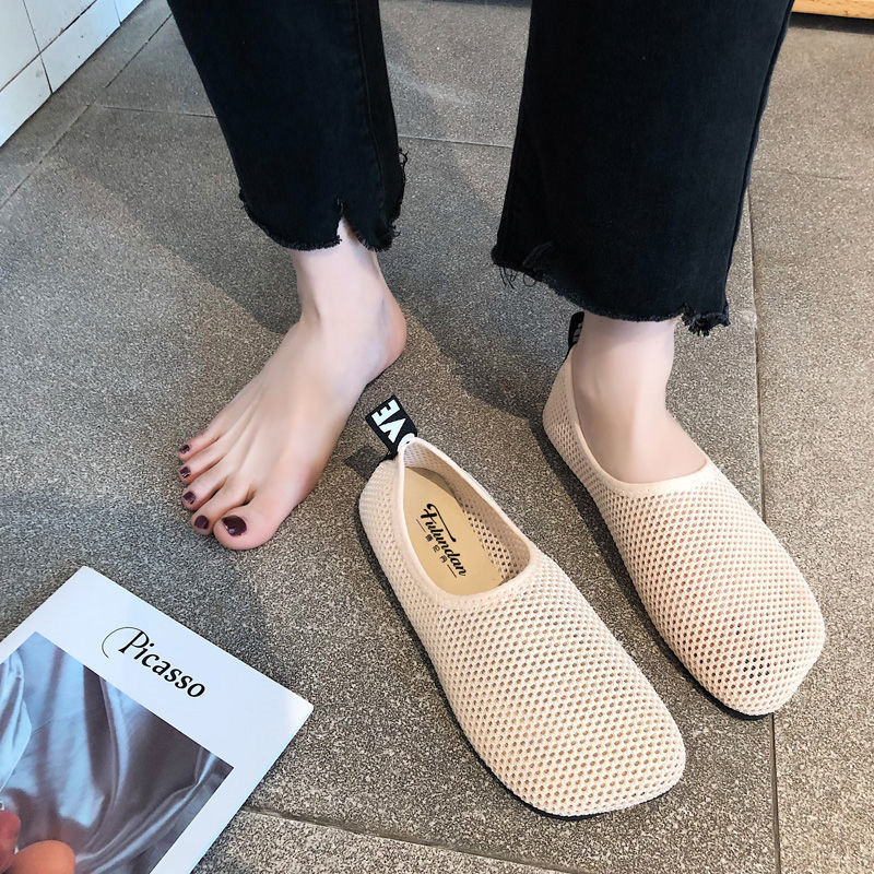 

Sepatu Jala Hollow Out Desainer Ukuran Plus Pantofel Datar Rajutan untuk Wanita Slip On Nyaman Bersirkulasi Kasual Musim Panas Flat Perawat 220614, Black