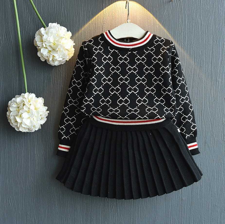 

Clothes Baby Girls Winter Set Long Sleeve Sweater Shirt and Skirt 2 Piece Clothing Suit Spring Outfits for Kids Girls Cloth, Red