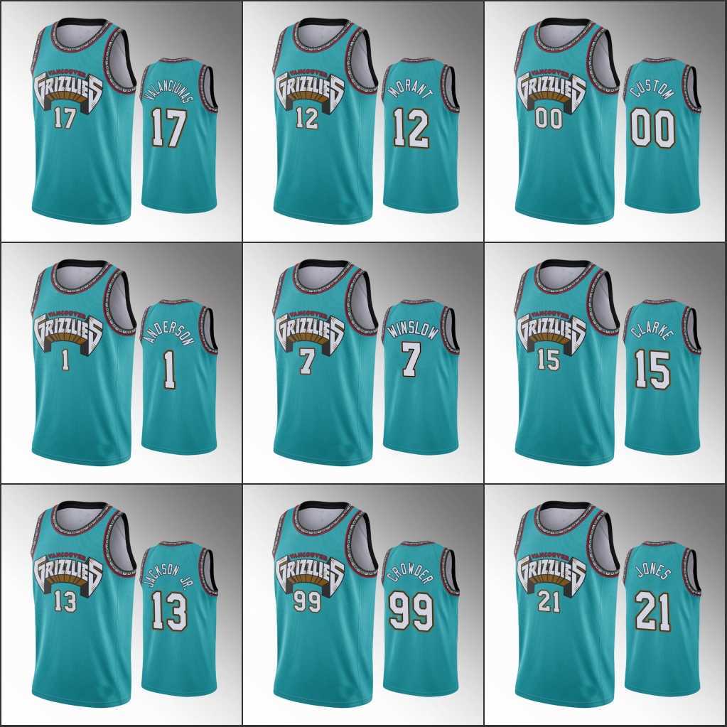 

Screen Print 75th Memphis''Grizzlies''Men Ja Morant Jaren Jackson Jr. Dillon Brooks Classic Teal Custom Jersey