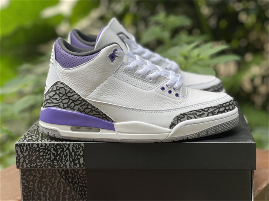 

2022 Release 3 Dark Iris Shoes White Purple Black Cement Grey 3S Men Outdoor Sports Sneakers With Original Box US7-13, Double box