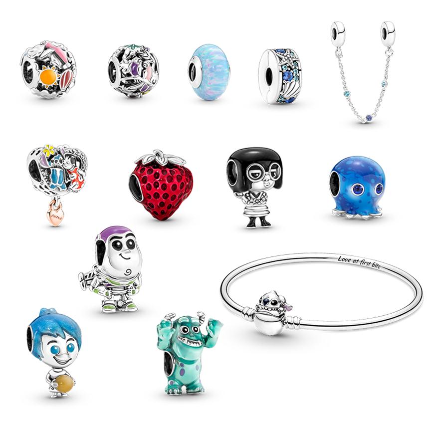

Pandora 2022 summer new 925 silver Buzz Lightyear Stitch hair strange loose beads cute little strawberry diy accessories284p