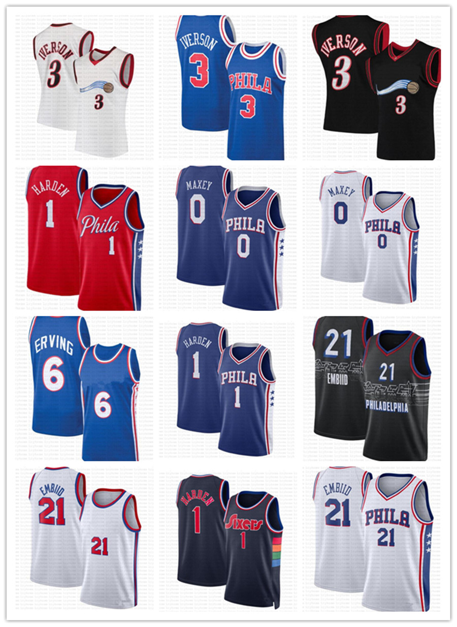 

2022 City Julius 6 Erving Joe Un sixere Edition Retro Shirt 75th Anniversary Jerseys James 1 Harden Allen 3 Iverson Tyrese 0 Maxey Joel 21 Embiid Basketball Jersey