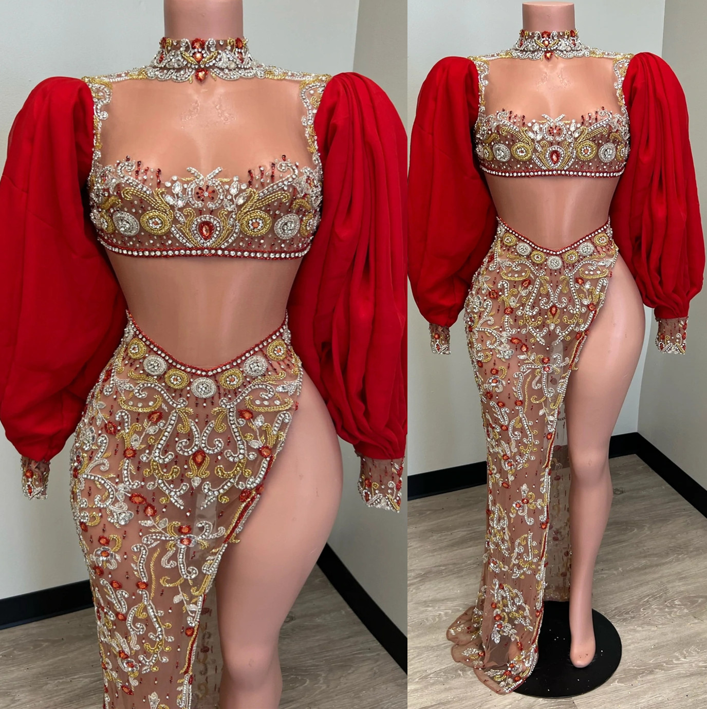 

2022 Plus Size Arabic Aso Ebi Luxurious Mermaid Stylish Prom Dresses Beaded Crystals Evening Formal Party Second Reception Birthday Engagement Gowns Dress ZJ208, Same as image