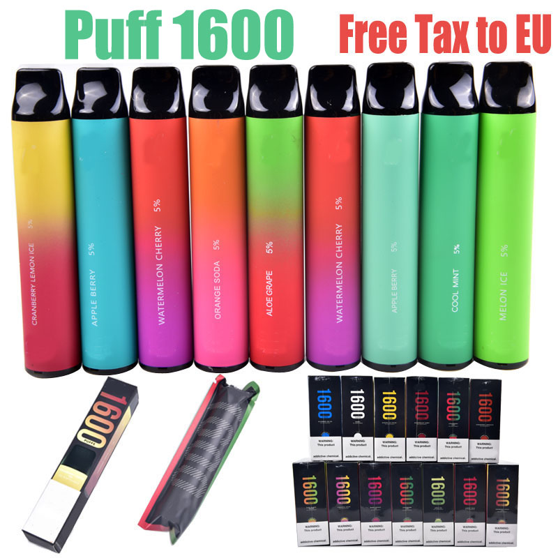 

Puff 1600 puffs Disposable Vape Pen e cigarette 1000mah battery Vaporizer Pods Device 6.5ml Capacity