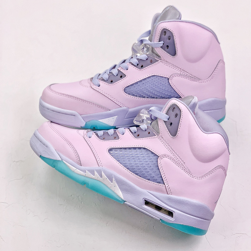 

New 5 5s Mens Basketball Shoes Pink Color With Semi Transparent Luminous Sole Women Running Shoe 36-47, ##