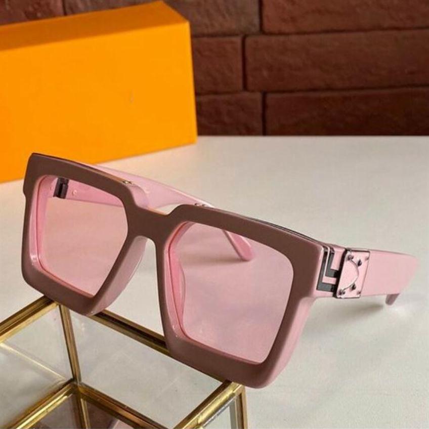 

2021 UV400 Protection sunglasses pink width black metal strips frank Wrap frame Antireflection square lense fashion designer men w215U