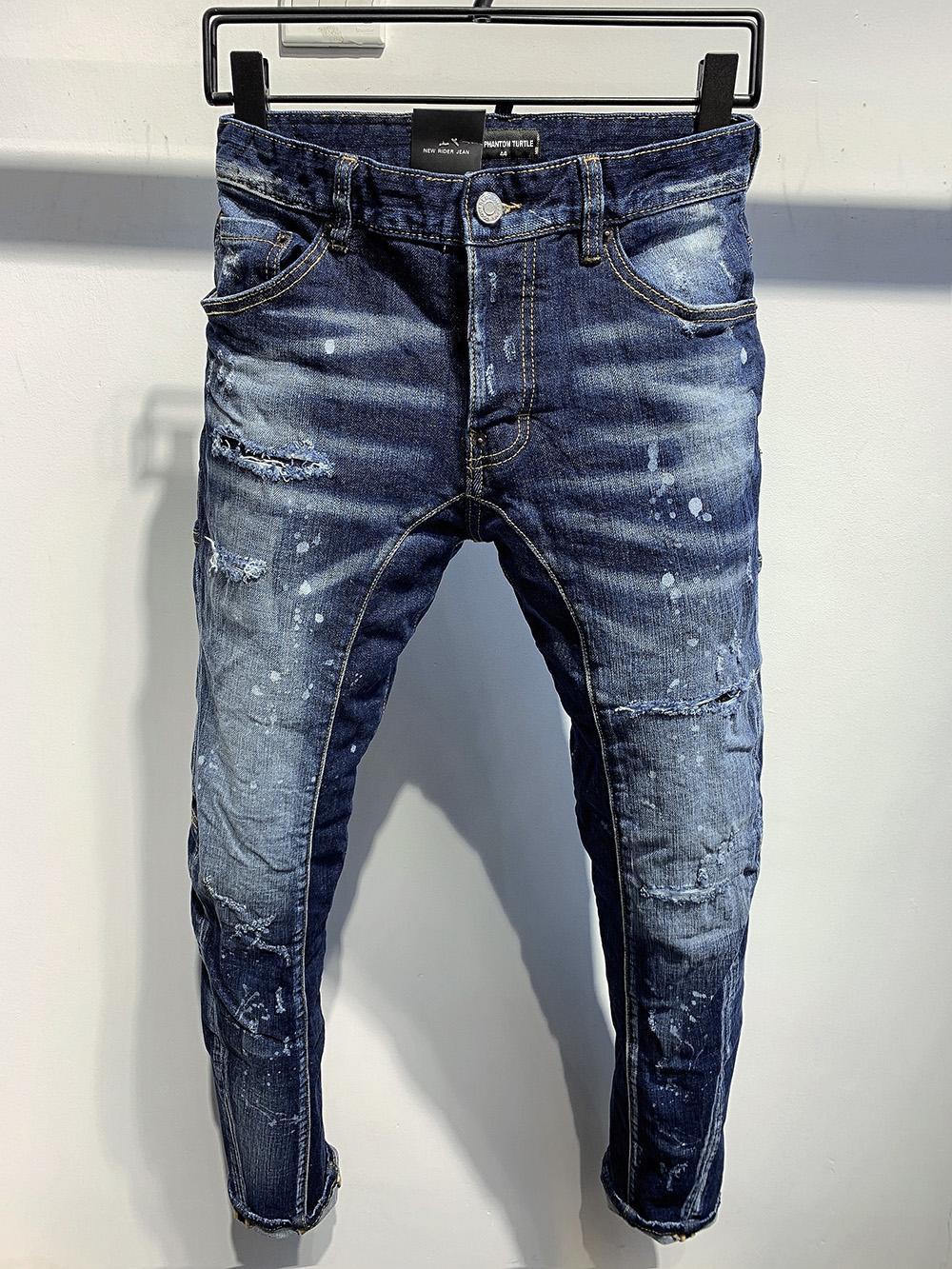 

jean DSQ PHANTOM TURTLE Classic Fashion Man Jeans Hip Hop Rock Moto Mens Casual Design Ripped Jeans Distr Dsquare 2 DSQUAREDs DSQ2s DSQs kEx, As picture