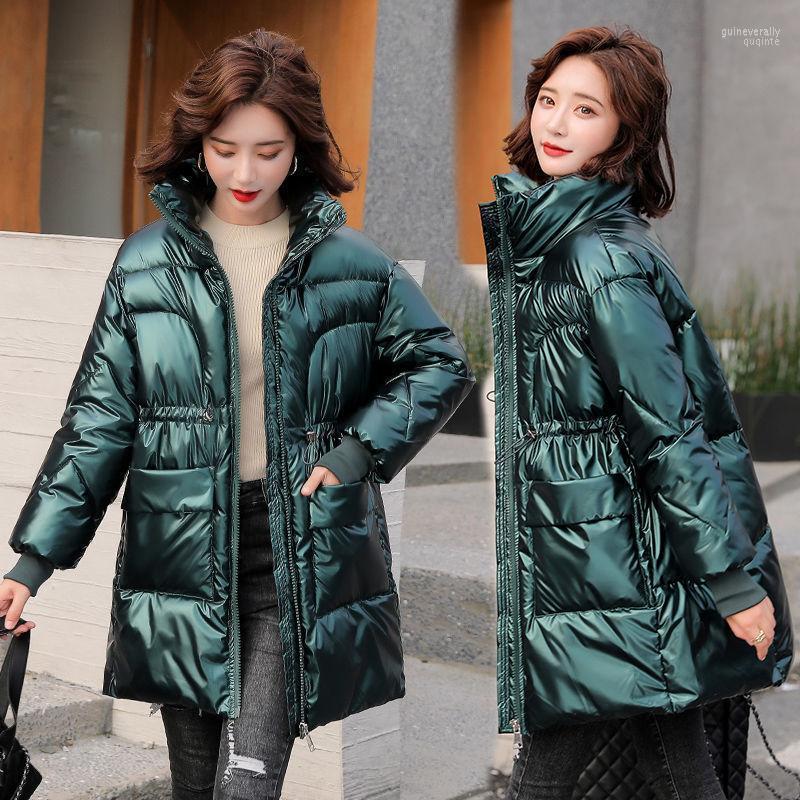 

Women's Down & Parkas 2022 Winter Women Coat Plus Size 3XL Bright Cotton-Padded Jacket Mid-Length Loose Thick Parka Outerwear Guin22, Black