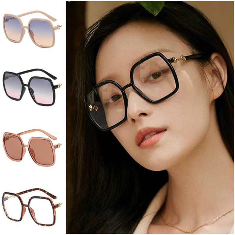 

Fashion Sunglasses Women Square Sun Glasses Simplity Anti-UV Spectacles Oversize Frame Eyeglasses Personality Temples Ornamental A++