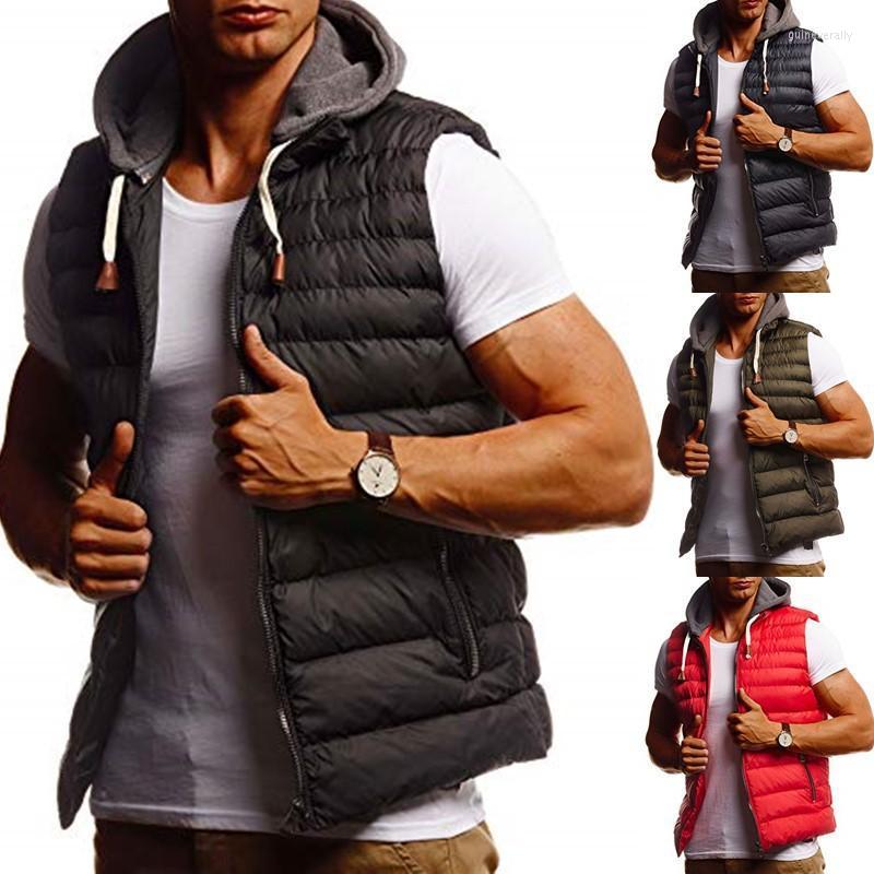 

Men' Vests 2022 European Code Spring And Autumn Products Simple Solid Color Hooded Sleeveless Cotton Jacket Vest Guin22, Black