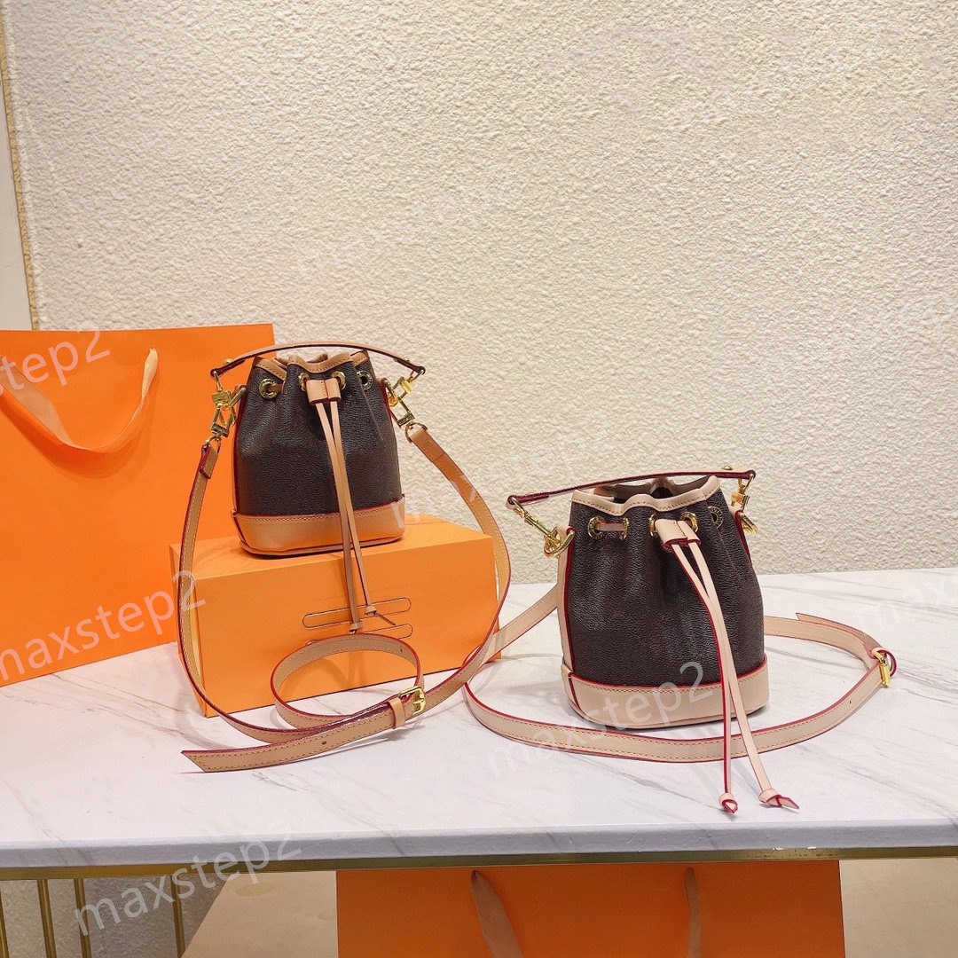 

Long Shoulder Straps MM Bucket Bags Designer Bags Neo Womens Drawstring Shoulder Bag Caramel Tan Beige Jacquard CrossBody Purse Handbag Tote