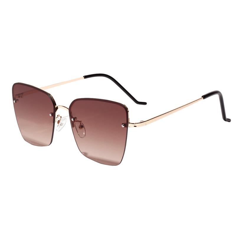 

Sunglasses Semi-Rimless For Men 2022 Half Frame Gradient Gray Brown Sun Glasses Women Retro Metal FrameSunglasses