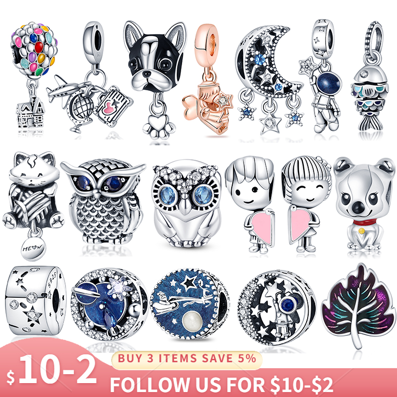 925 Sterling Silver Charms Zircon Animal Coeur Charme Perles Perle Pendentif Original Perles Fit Pandora Bracelet Fabrication de Bijoux DIY Cadea