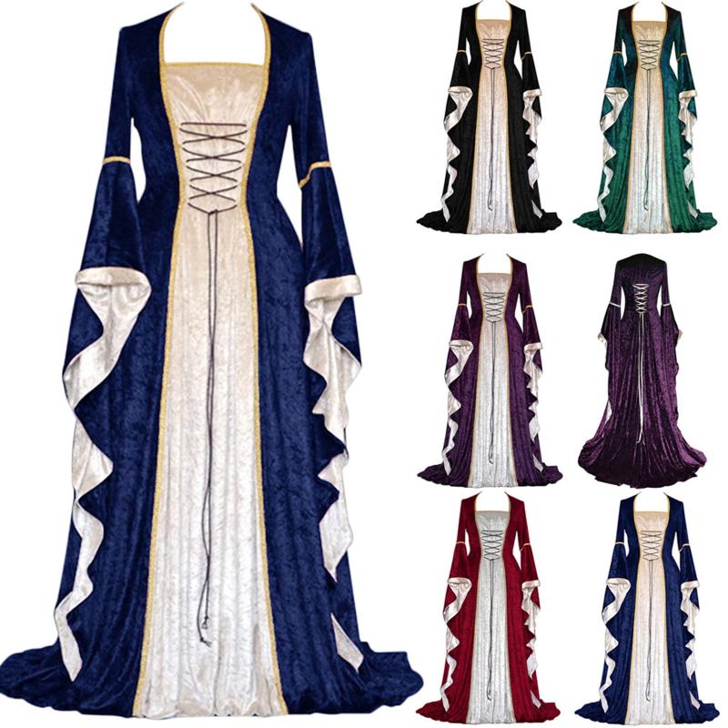 

Casual Dresses Cosplay Floor Vintage Length Medieval Women's Gothic Dress DressCasual, Black