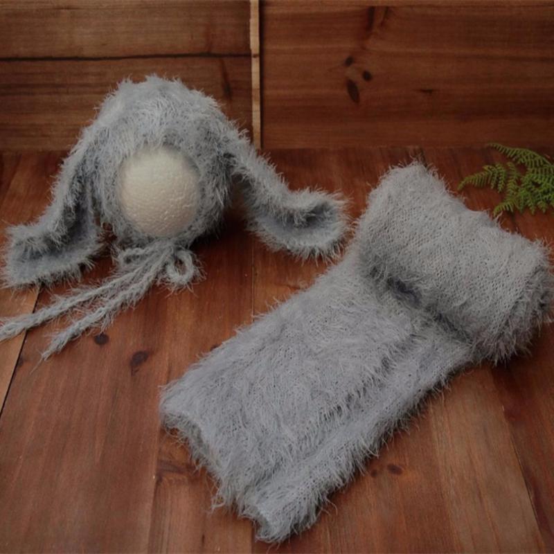 

Blankets & Swaddling Hand-woven Born Wrap Stretch Knit Baby Pography Props Hat Posing Layer Infant Swaddle Blanket Po Prop, As photo