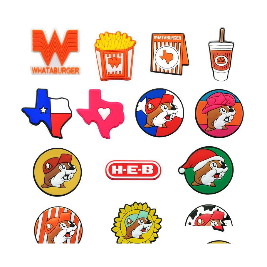 

Shoe Parts Accessories Texas Style Croc Charms Fashion Love Shoe Accessories For Decorations Charms Pvc Soft Shoes Charm Ornaments mix randomly