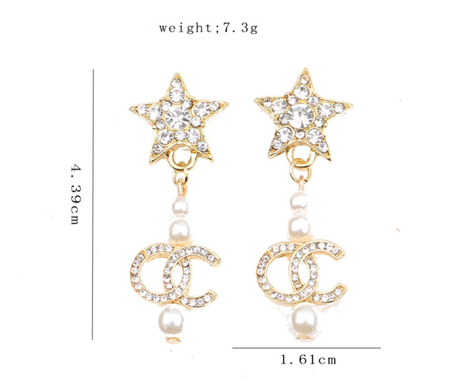 

18style 18K Gold Plated 925 Silver Designer Double Letters Long Stud Small Sweet Wind Earrings Women Crystal Rhinestone Pearl Earring Ladies Wedding Party Jewelry