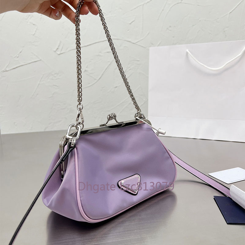 

Canvas clip bag designer triangle bag women handbag fashion chain shoulder crossbody lady party clutch evening purse detachable shoulders strap, Black