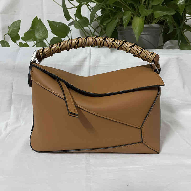 

Designer bags Loew's bag woman's handbag Bag Small Puzzle Edge Geometric Splicing Casual Single Shoulder Cross Portable Square high level bags, Light brown