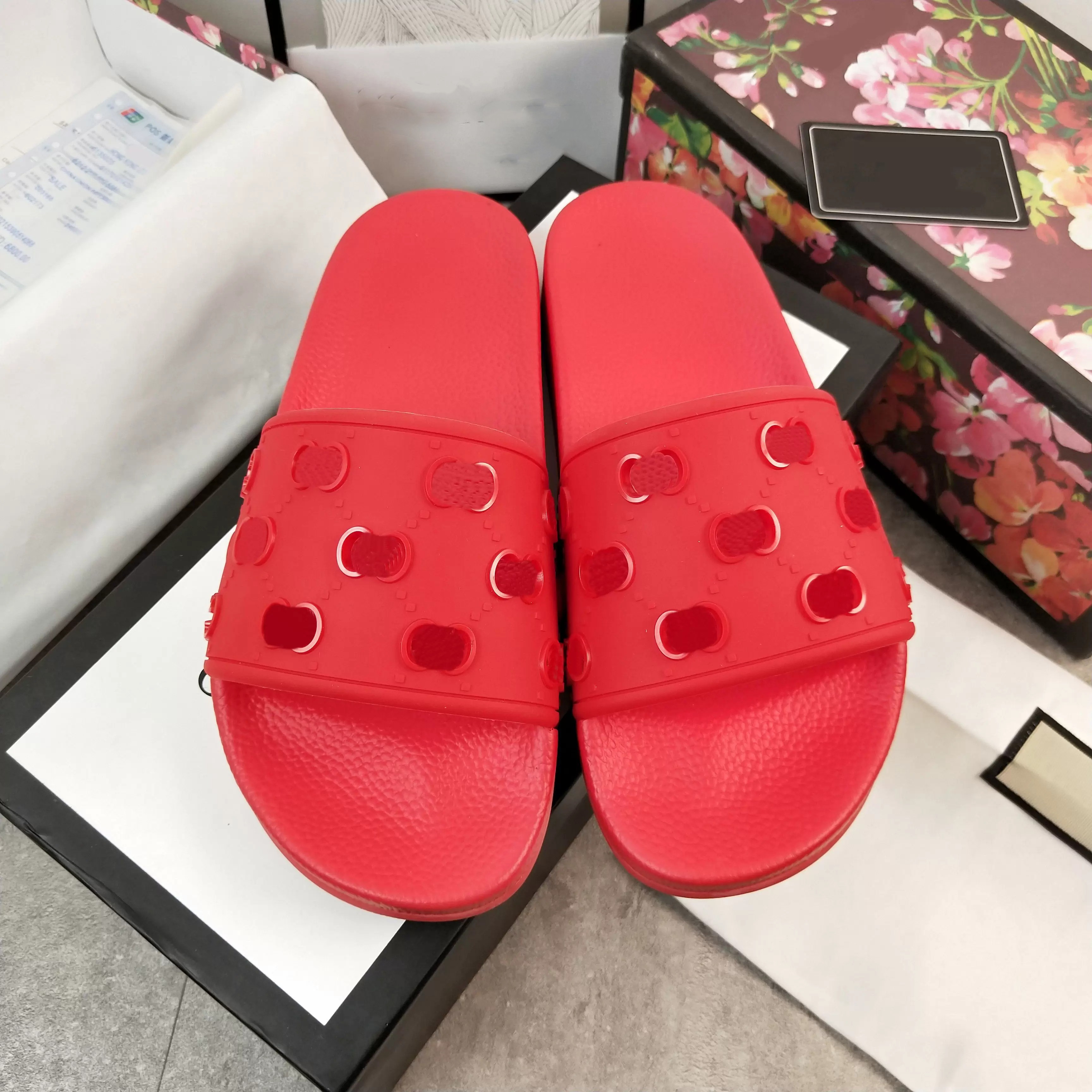 

2022 Classical Men Slides Women Sandals Shoes Slippers Pearl Snake Print Slide Fashion Summer Wide Flat Lady Sandal Slipper Shoes Dust Bag 35-45, Color 11