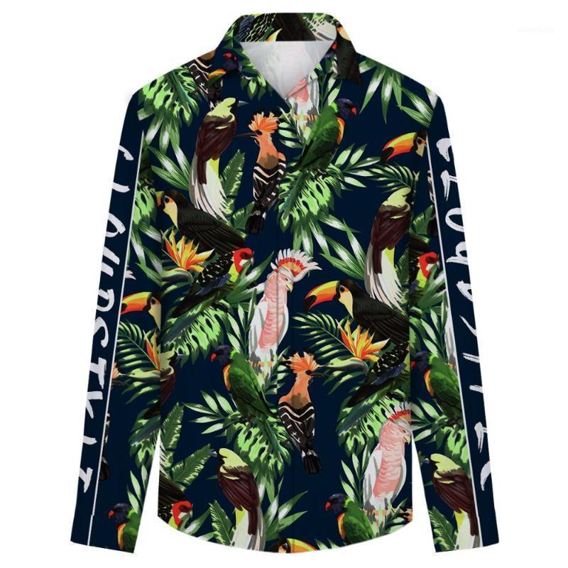 

Cloudstyle Men Long Sleeve Shirts 3D Flowers Leaves Fashion Male Own Design Casual Polyester Print 2S-3XL Men's, 02