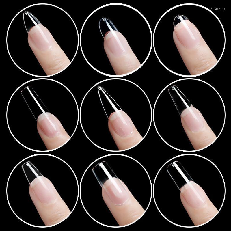 

False Nails 1 Box Transparent Coffin Fake Clear Ballet Almond Acrylic Extension Tips Press On Nail ABS Full Cover Prud22, Glue sticker