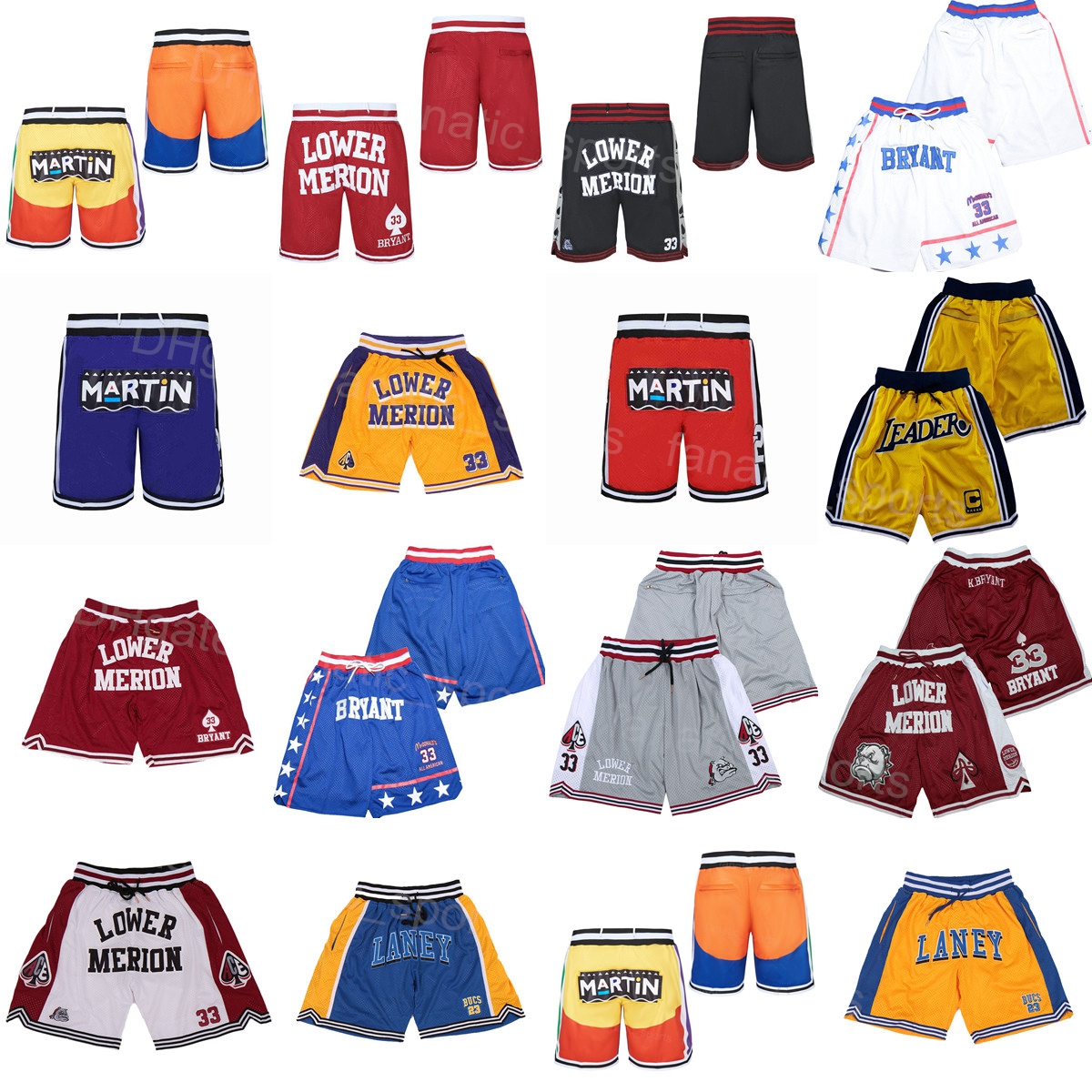 

Men Lower Merion Bryant Pocket Zipper Movie Shorts Basketball Sport Wear Sweatpants Drawstring Elastic Waist MARTIN Pant LEADER ALL AMERICAN MULTICOLOR LANEY, Red
