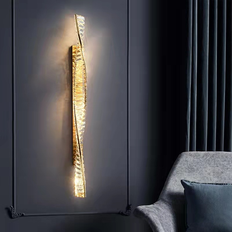 High-grade LED Crystal Wall Lamps Luxury Living Room Background Wall Lights Postmodern Bedroom Bedside Lamp Simple Corridor Nightlights Home Deco-image-771524538
