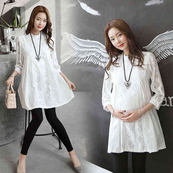 

Maternity Clothing Spring and Autumn Maternity Tops Fashion Large Size Mid-length Lace Maternity Shirts Skirts, Belly Pants G220418, White clothes
